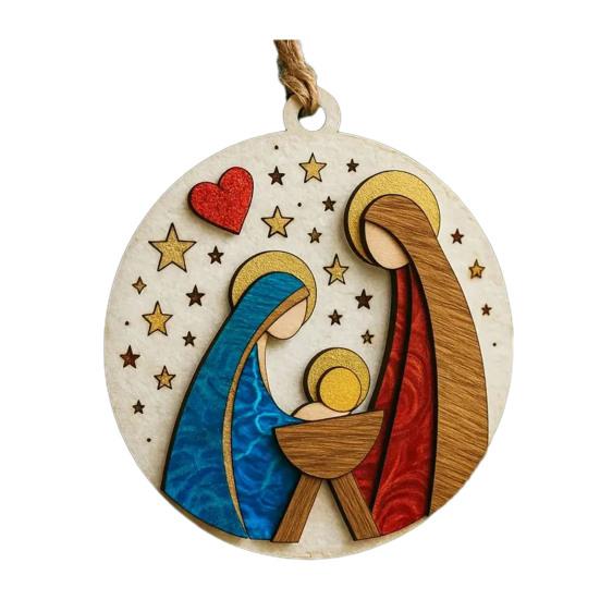 Рождественские украшения Рождение Иисуса Христианское украшение Круглое деревянное религиозное